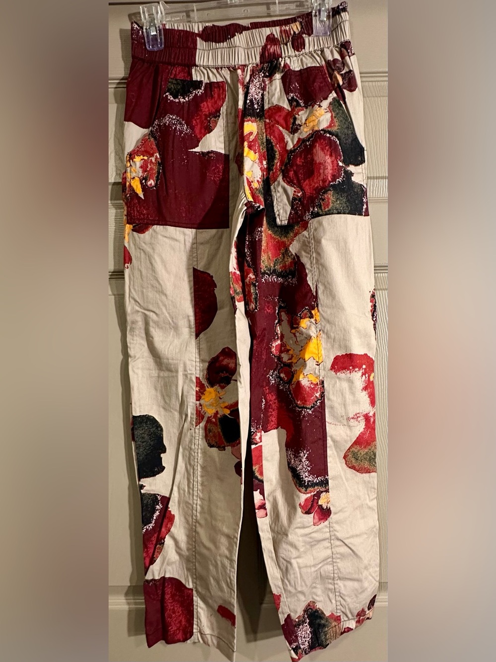 Nu Denmark Women’s Robina Pants Burgundy Red Beige Khaki Trousers Floral